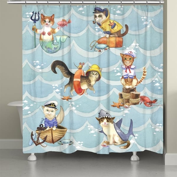 slide 1 of 1, Salty Cats Shower Curtain