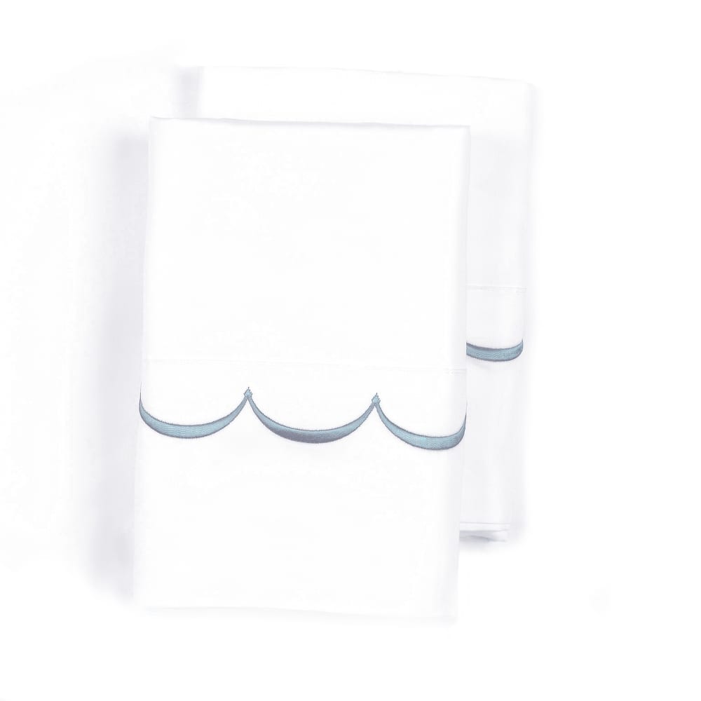 Home Sweet Home Collection 600TC Cotton Scallop Embroidery Pillowcase OR Euro Sham Set