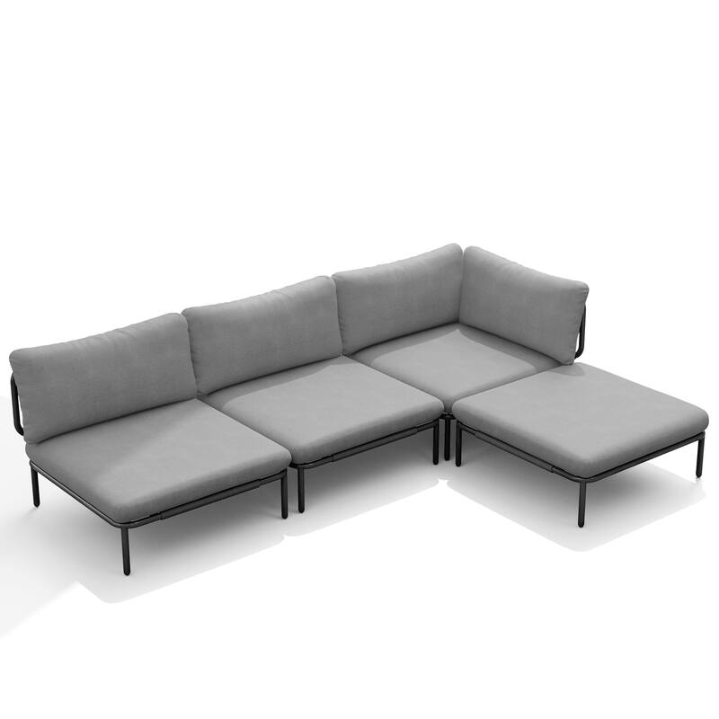 Outdoor Patio Cushion Sectional Sofa Set Furniture DIY Free Combination Set - 4-Piece - DarkGrey,4Seat&4arms