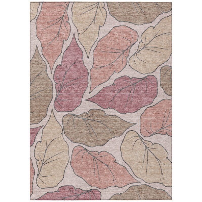 Machine Washable Indoor/ Outdoor Contemporary Floral Chantille Rug