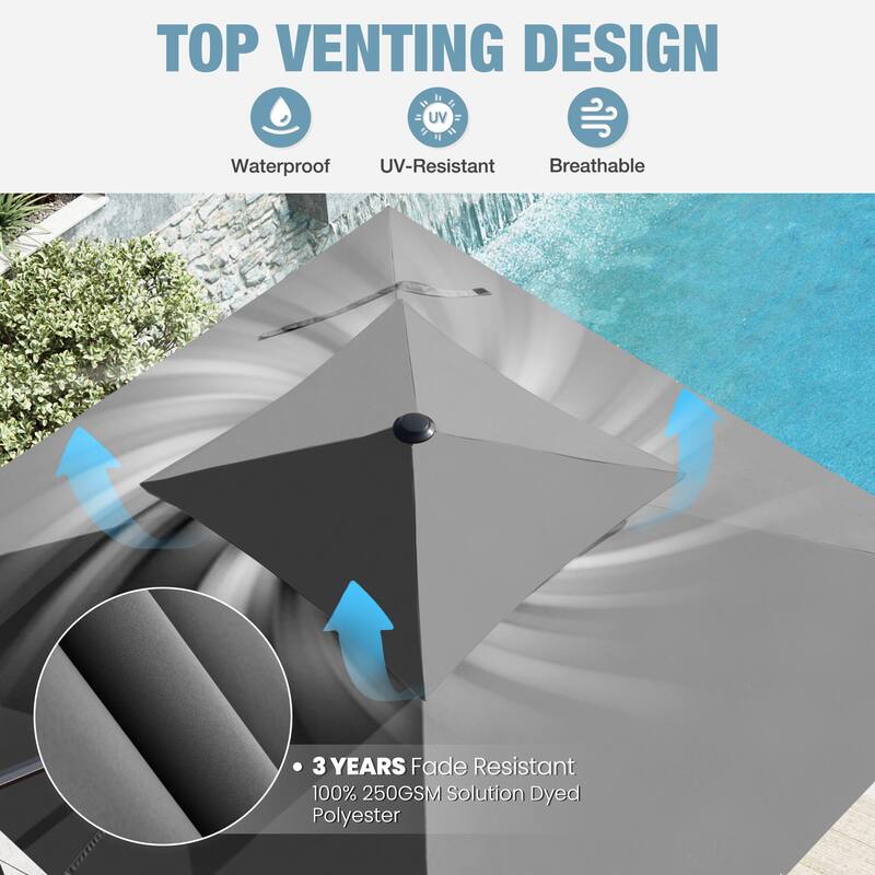 VredHom 10x10 FT Outdoor Patio Cantilever Offset Umbrella 360 degrees Rotation