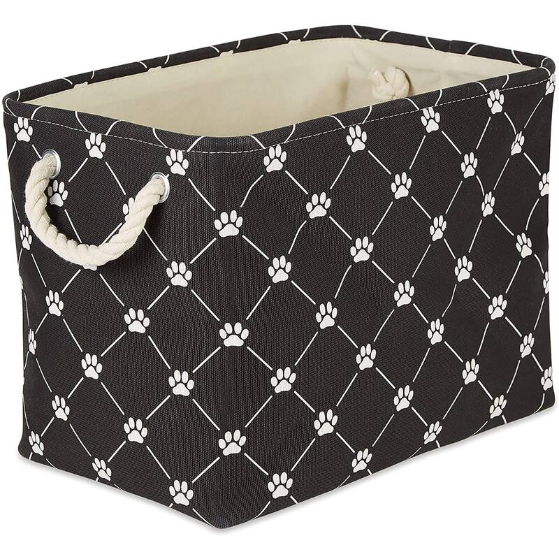 Bone Dry Polyester Pet Bin Trellis Paw - Black Trellis - Medium Rectangle, 16x10x12"
