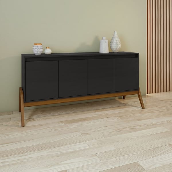 Manhattan Comfort Mid-Century Modern Gales 48.50 Sideboard with Solid Wood Legs in Greige Manhattan Comfort Mid-Century Modern Gales 48.50 Sideboard with Solid Wood Legs in Greige