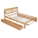 preview thumbnail 13 of 17, Rattan Bed Frame, Storage Bed Frame with Lighted Headboard and Sockets, Led Light Bed with Trundle Beds and 2 Drawers