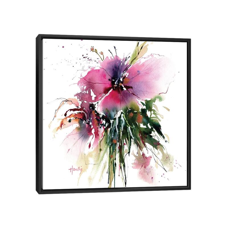 iCanvas "Hibiscus" by Pamela Harnois Framed - Black - 18x18