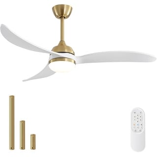 52 Inch Indoor 3 Solid Wood Blade Ceiling Fan Noiseless Reversible DC Motor Remote Control