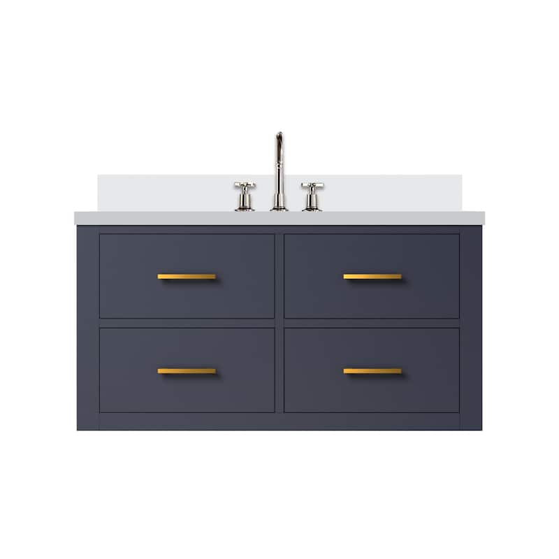 Castor Bath Vanity with Cultured Marble Top, Sink and Faucet