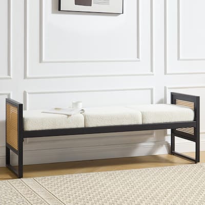 Fabric Upholstered Storage Bench for End of Bed, Entryway, Living Room - 56.69"L x 16.93"W x 22.4"H