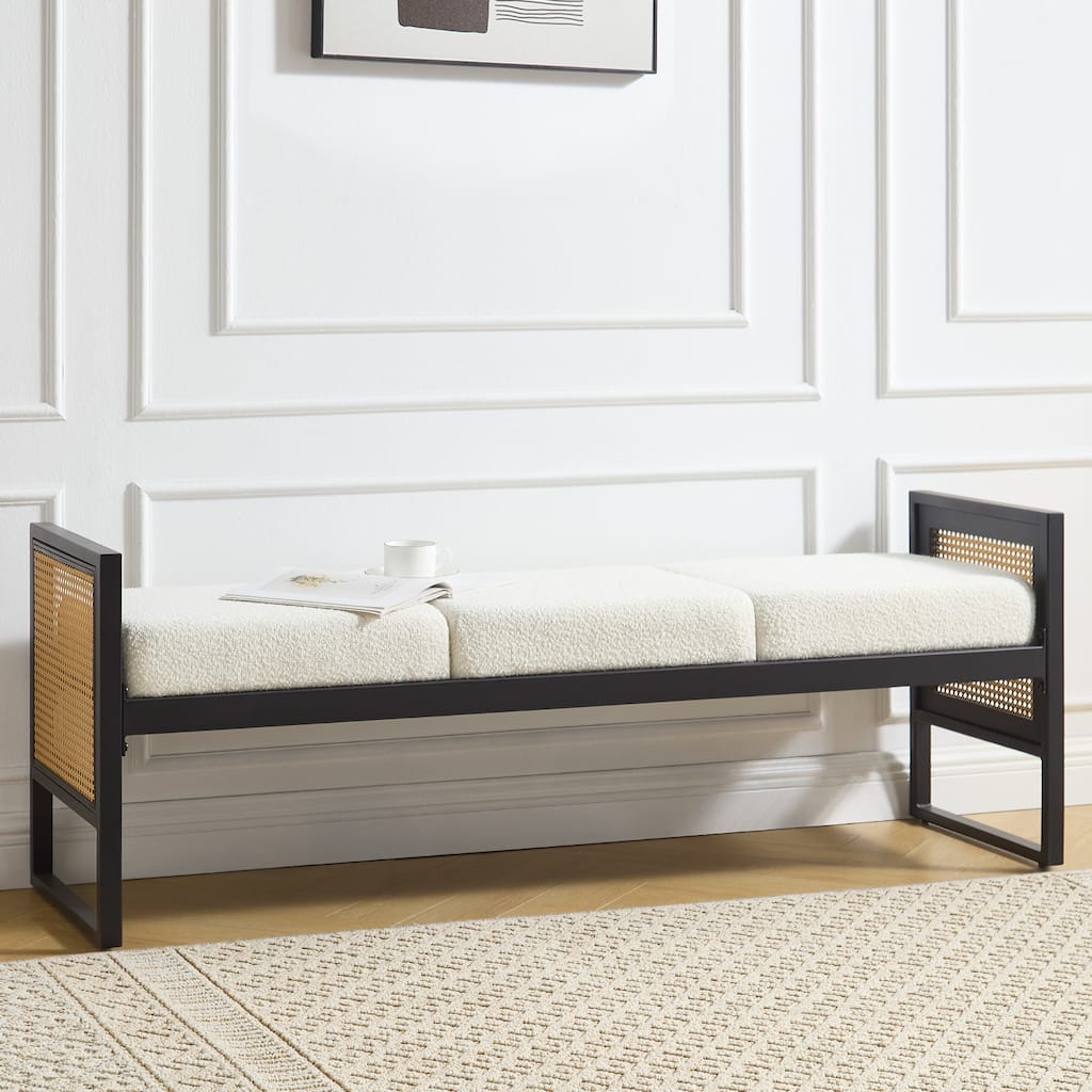 Fabric Upholstered Storage Bench for End of Bed, Entryway, Living Room - 56.69"L x 16.93"W x 22.4"H