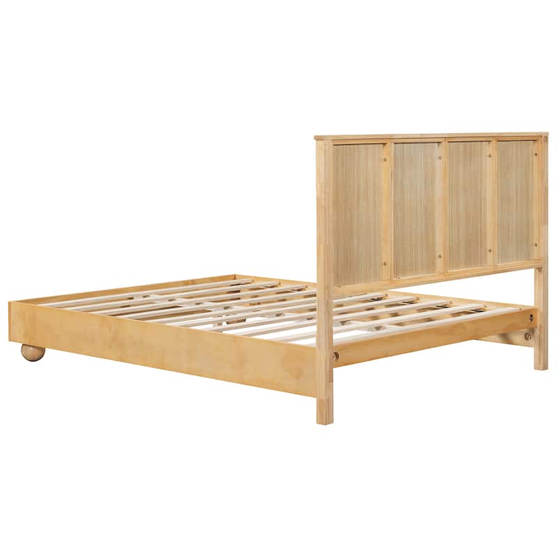 Christopher Knight Home - Anna Natural Wood Bed Frame With Reeded Headboard