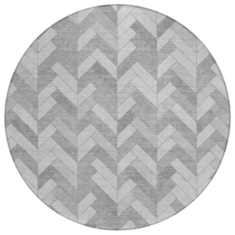 Machine Washable Indoor/ Outdoor Modern Chevron Chantille Rug