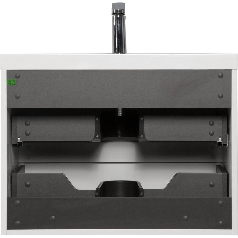 29.5" Floating Bathroom Vanity with Resin Sink, Glossy White Finish, 2 Drawers, Easy Installation - 29.53in L Wood