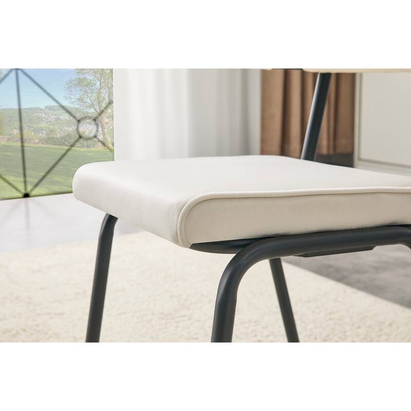 Set of 4, Velvet Upholstered Dining Chairs with Table-Hangable Armrests