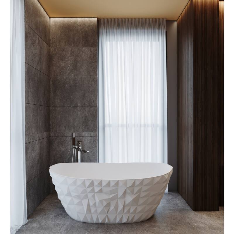 Knightsbrook 64" Freestanding Soaking Solid Surface Bathtub