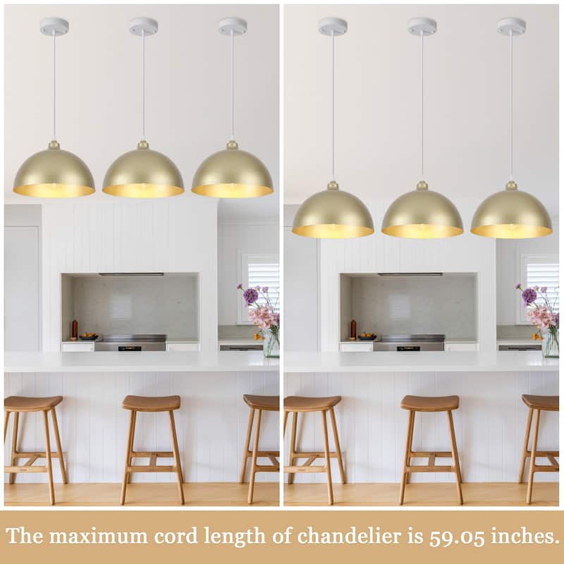 1 - Light 11.8" W Single Dome Pendant for Kitchen Island Dining Room (Set of 3) - W 11.81 in