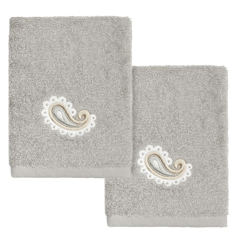 Authentic Hotel and Spa Turkish Cotton Mackenzie 2PC Washcloth Set - Light Gray
