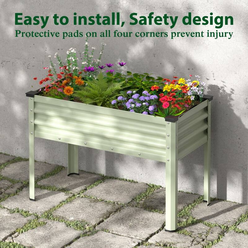 VEIKOUS 7.5 Cu.ft Galvanized Steel Raised Garden Bed, Large Outdoor Planter Box with Drainage Holes
