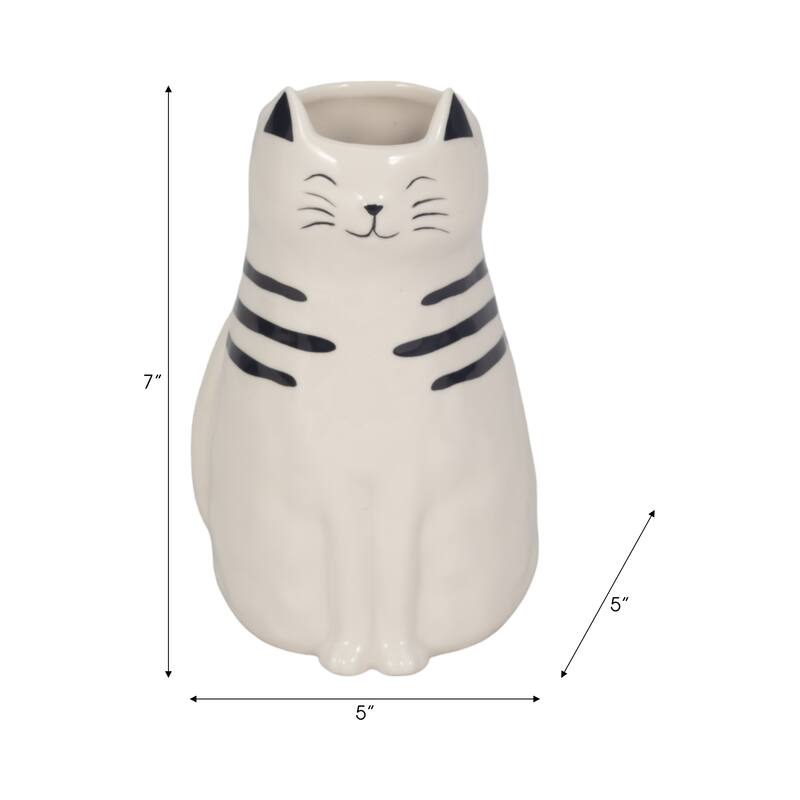 Sagebrook Home Black and White Ceramic Cat Figurine