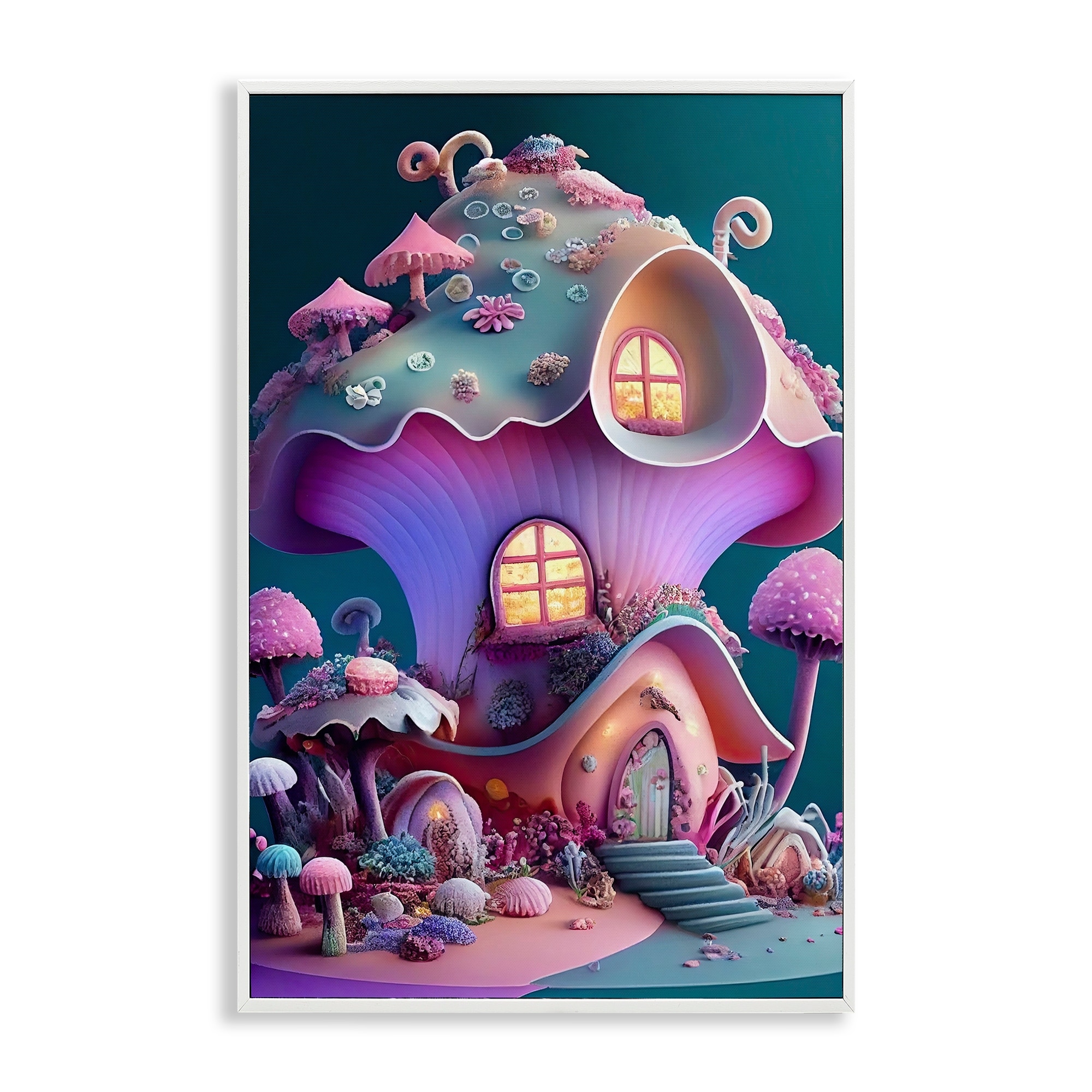 Stupell Magicville Fairytale Mushroom House Framed Giclee Art Design By Sasha