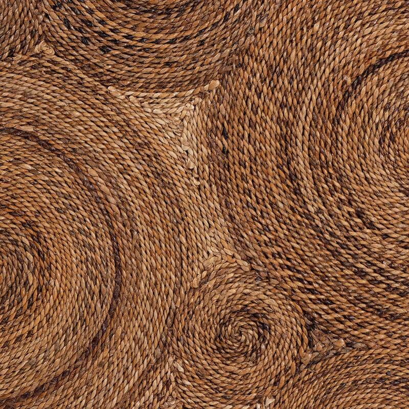 Hosanna Natural Rattan Coffee Table - Handwoven Wicker Accent Table with Textured Spiral Top for Living Room