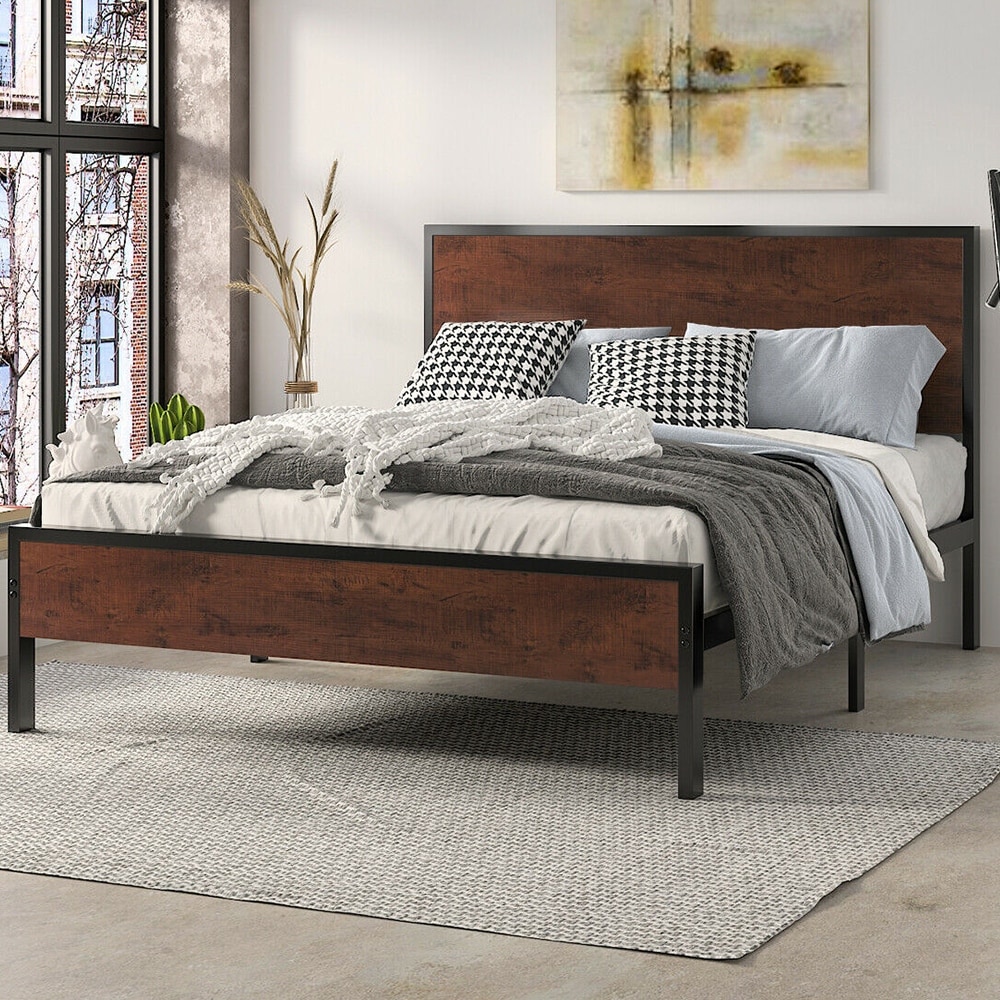 Heavy duty full size deals platform bed frame