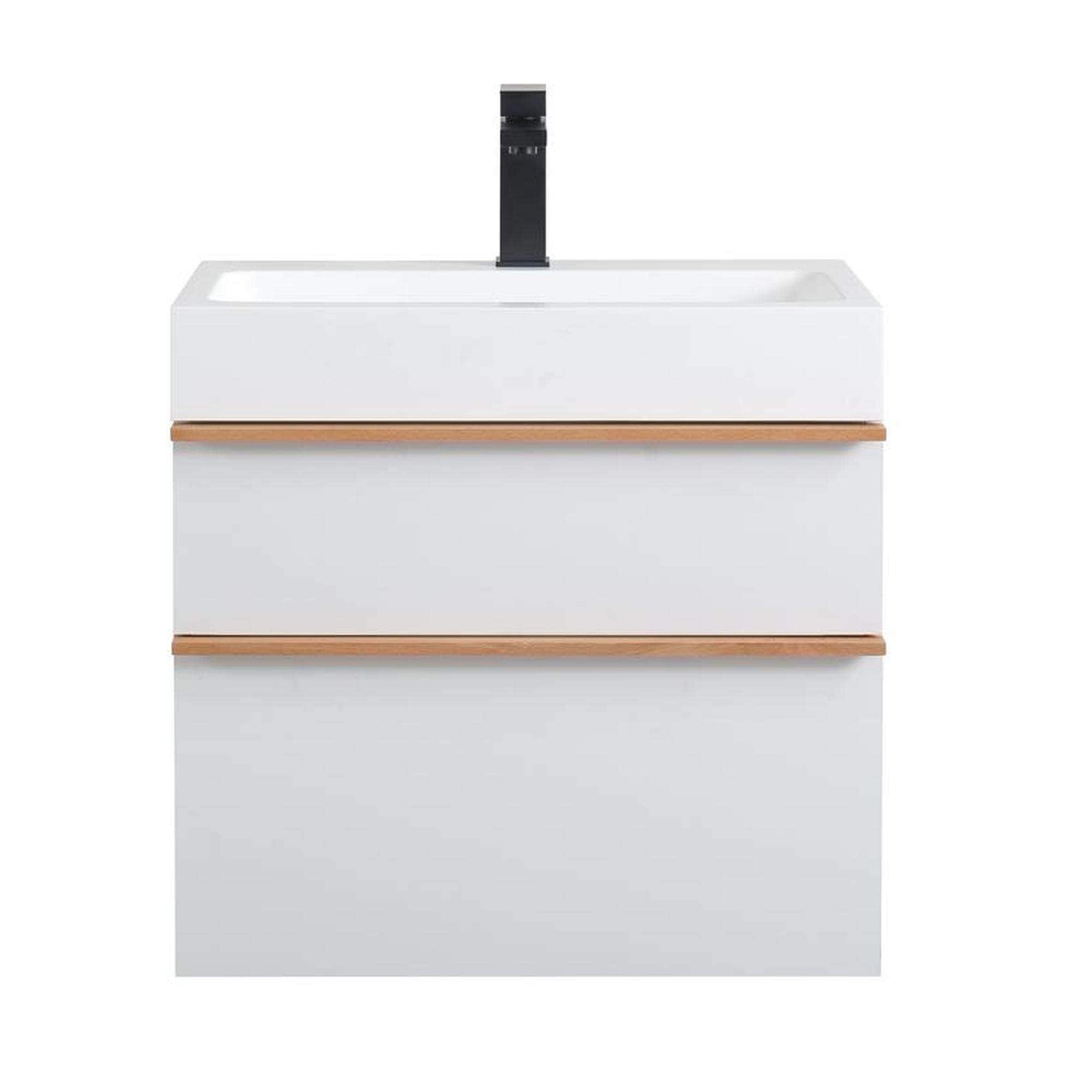 Wall-mounted bathroom vanity unit with integrated acrylic sink