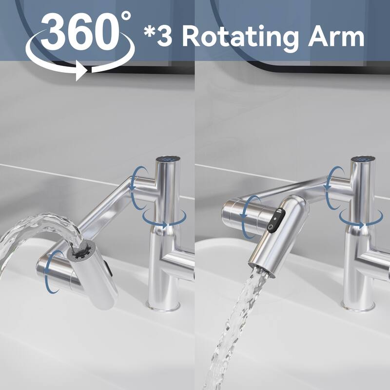 Bathroom Sink Faucet with Temperature Display