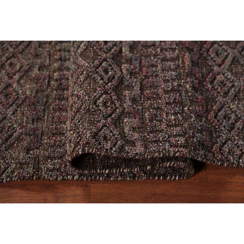 Brown Moroccan Indian Area Rug Handmade Wool Carpet - 5'1" x 8'1"