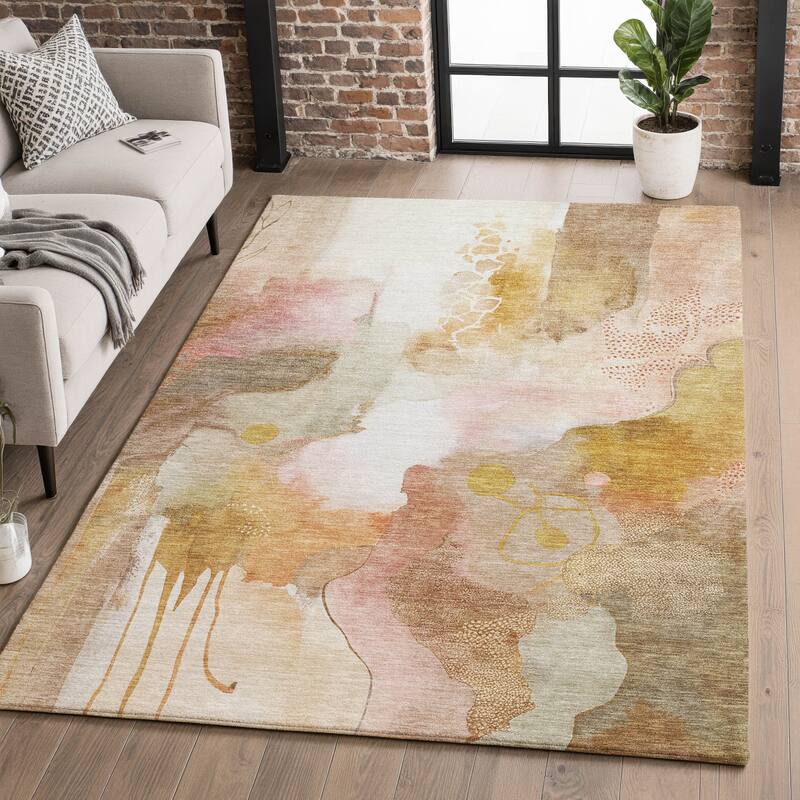 Premium Washable Super Soft Abstract Contemporary Mayfield Rug - Mauve - 2'6" x 3'10"