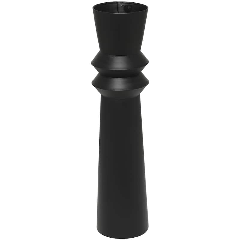 Metal Tall Art Deco Fluted Floor Decorative Vase - Black or Cream - Roche River Decor