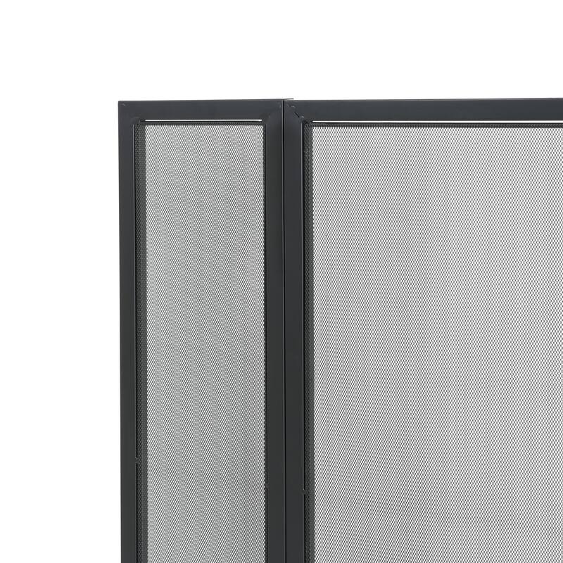 Christopher Knight Home - Quiana Modern Iron Fireplace Screen with Minimalist Mesh Panels - 40" W x 31" H