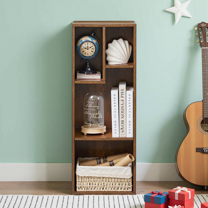 Javlergo Set of 2 Modern 4-Tier Bookshelves Asymmetric Storage Shelf Horizontal or Vertical Bookcase for Living Room Bedroom