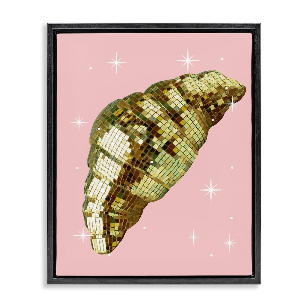 Stupell Luminous Disco Croissant Framed Floater Canvas Wall Art Design By Lil' Rue
