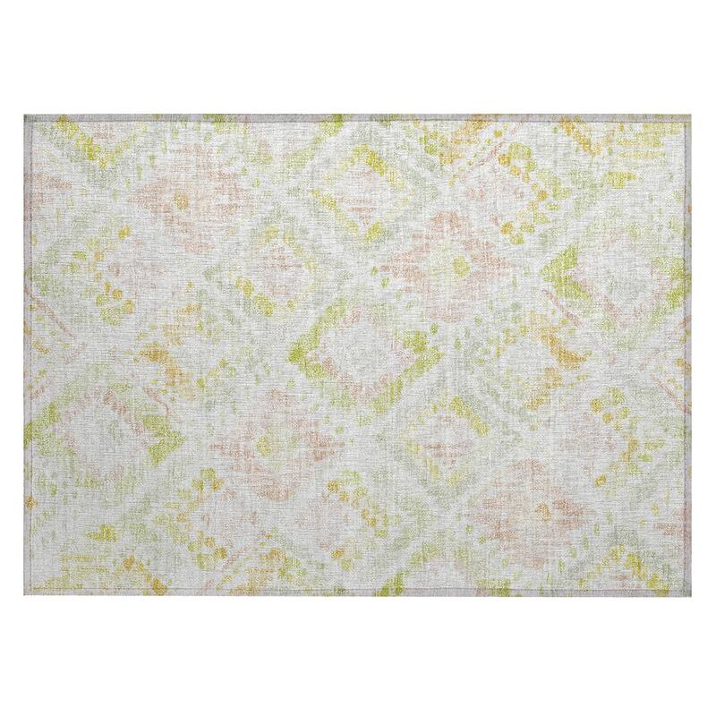 Machine Washable Indoor/ Outdoor Boho Brushstrokes Chantille Rug