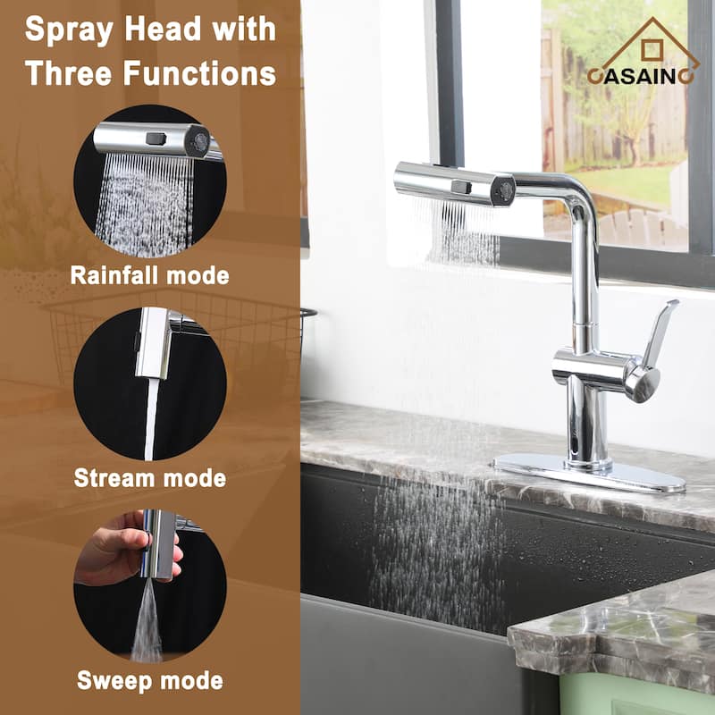 Single Handle Pull Down Sprayer Kitchen Faucet with Motion Sense Wave, Power Boost
