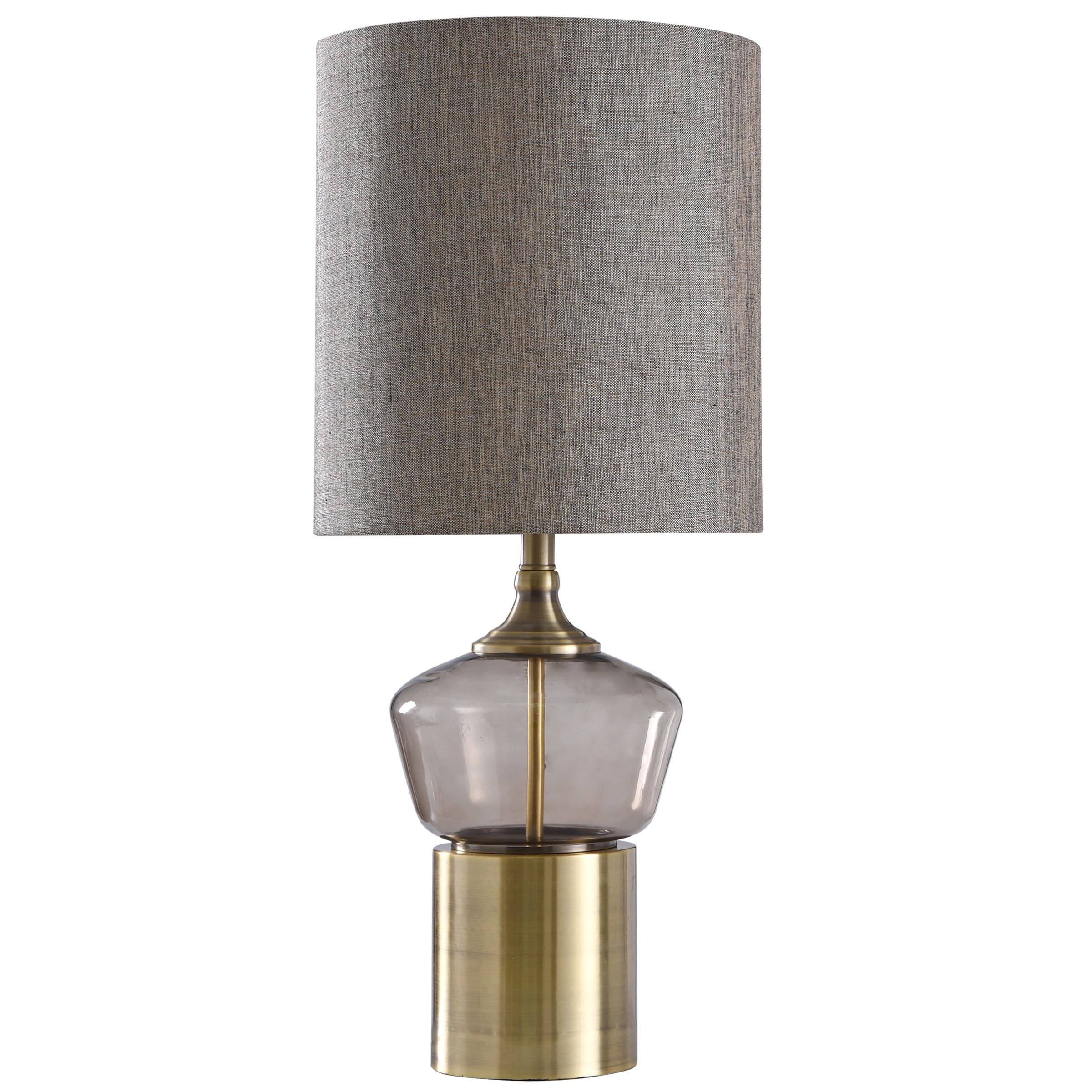 Gordon Table Lamp - Gray Finish on Glass Body - Gray Fabric Shade