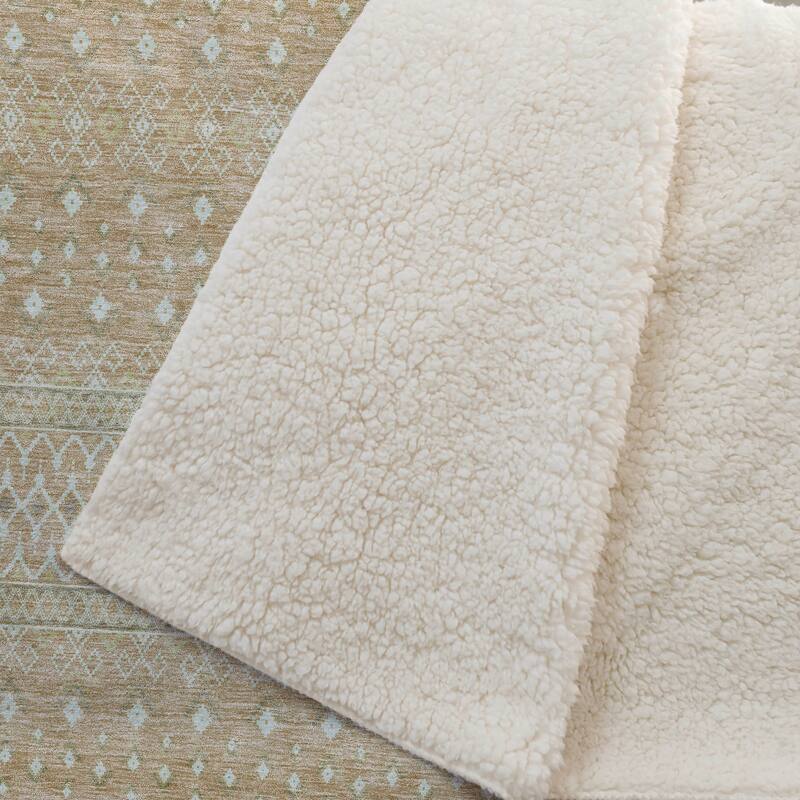 Premium Machine Washable Boho Moroccan Sherpa Throw Blanket