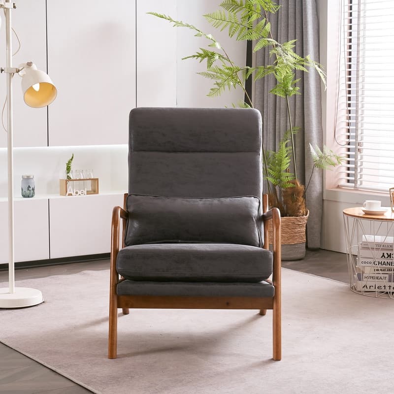 High Back Solid Wood Armrest Backrest Leisure Chair Accent Chair