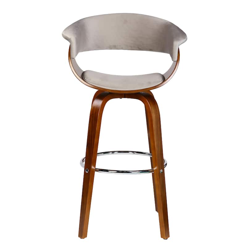 Porthos Home Axel Swivel Bar Stool, Suede Upholstery, Beechwood Legs