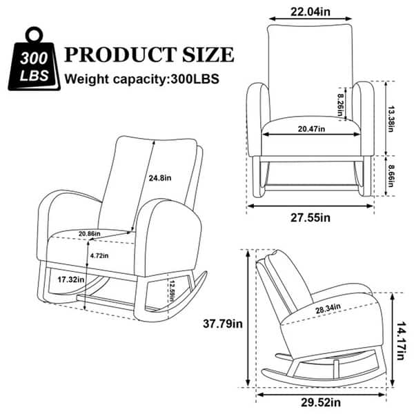 Modern Upholstered Kids Glider Rocking Chair for Infants and Children ...