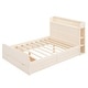preview thumbnail 24 of 22, Full Size Platform Bed with Storage Headboard and Large Drawer, Wood Color