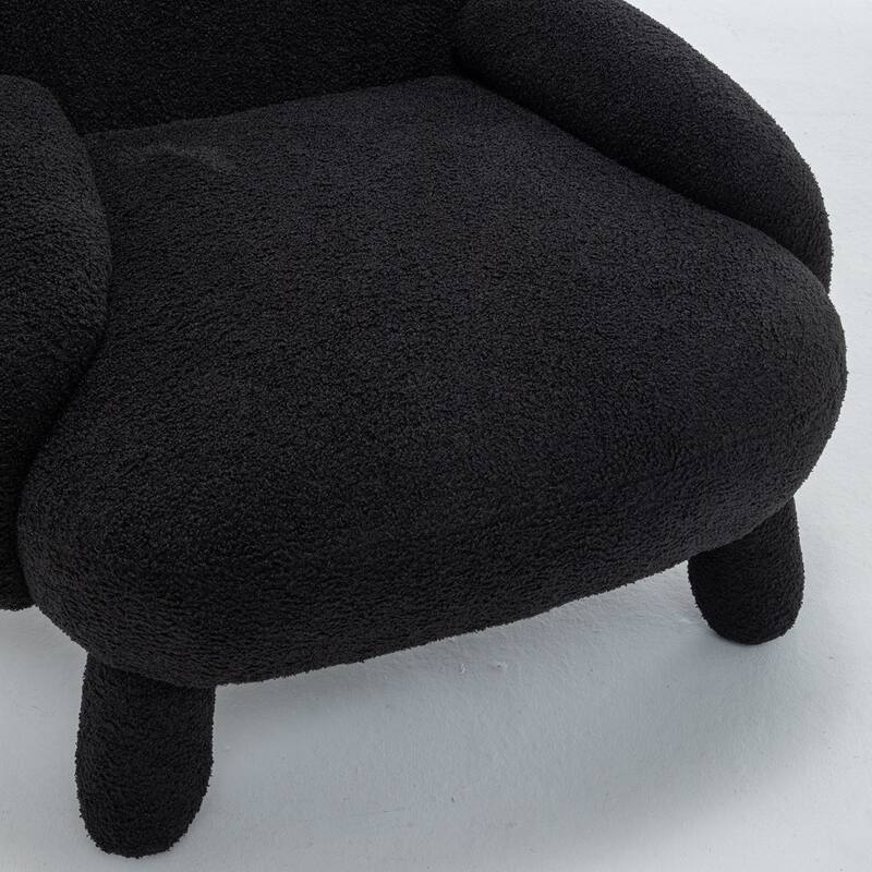 SEYNAR Modern Faux Sherpa Upolstered High Back Armless Accent Chair Set of 2