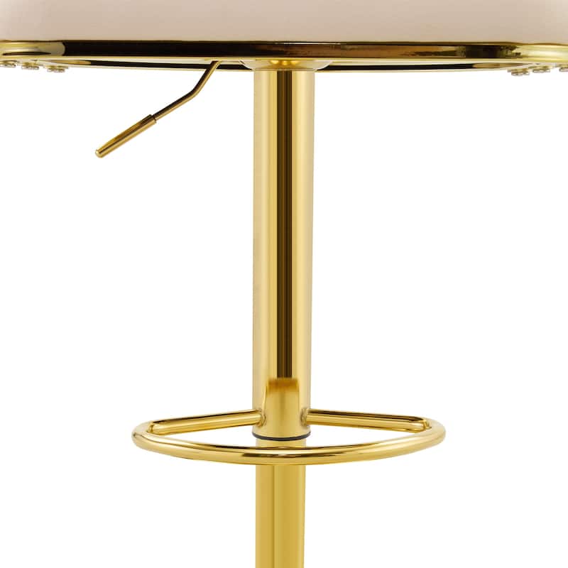 Counter Height Bar Stools Set of 2, Velvet Upholstered Swivel Bar Stools, Tufted Adjustable Dining Chairs with Footrest