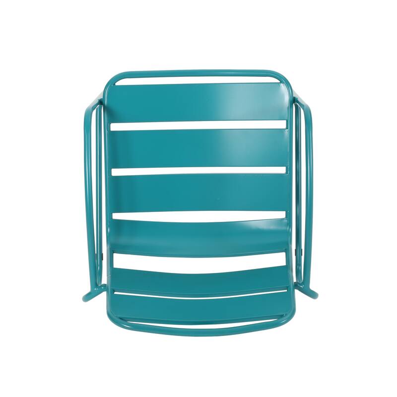 Roomfitters Conrad Outdoor Iron Patio Chairs with Open Slat Design, Modern Metal Armchair, Set of 2