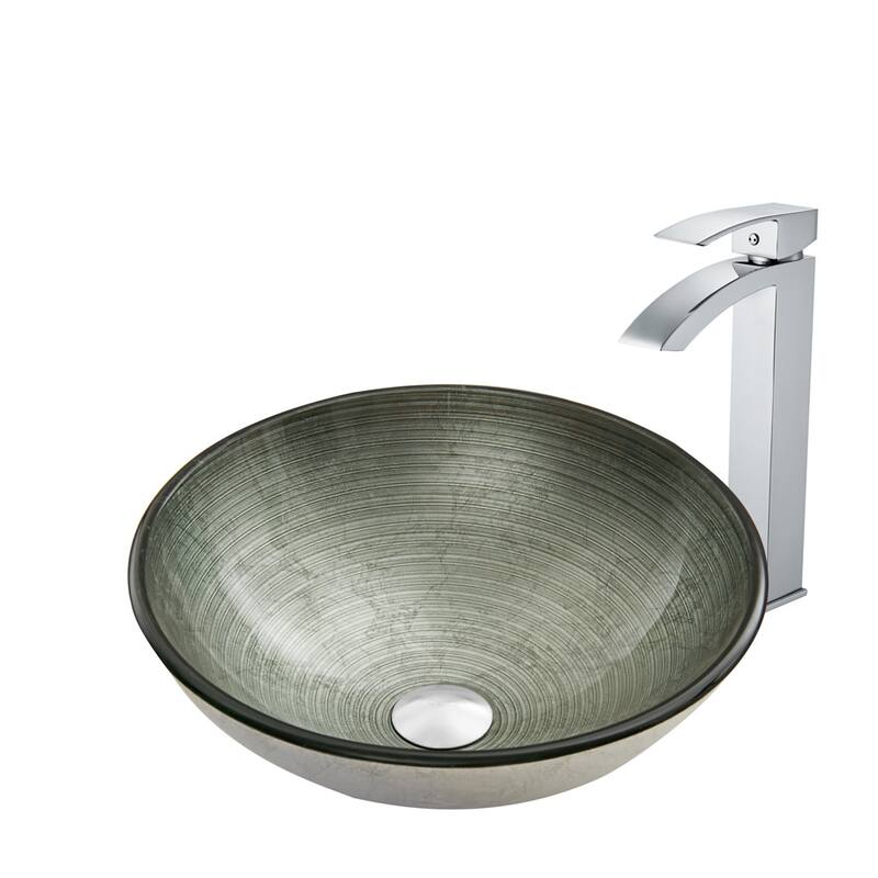 Vigo 16-1/2" Glass Bathroom Vessel Sink with Duris Single Hole