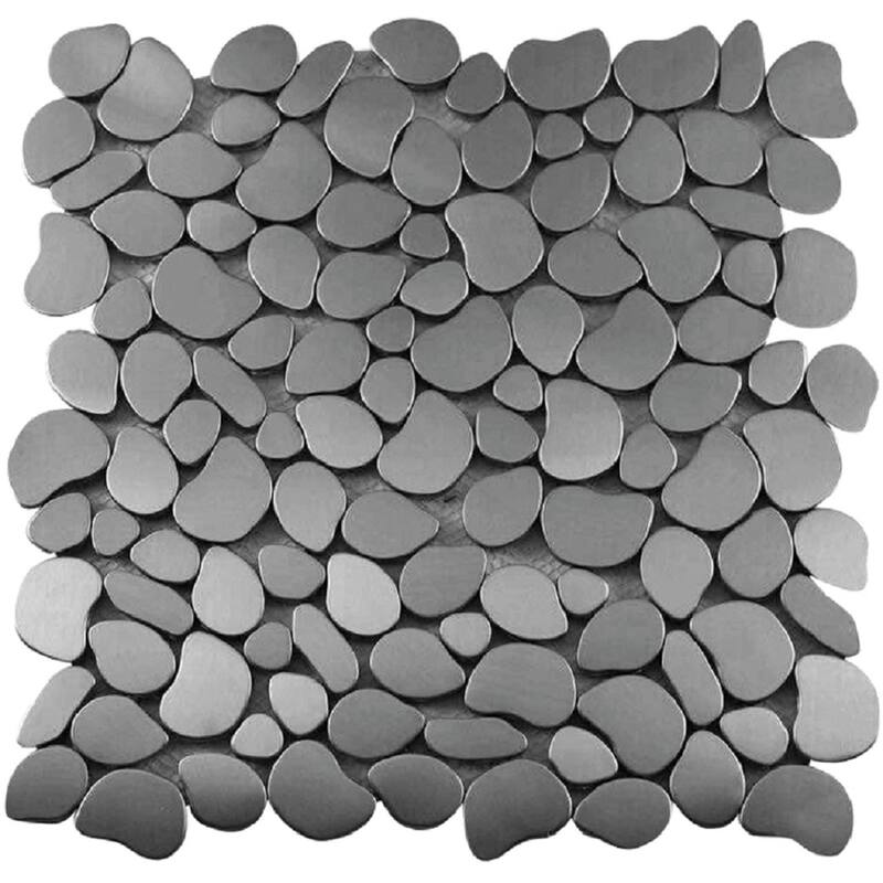 Apollo tile 12" x 12" Avant Garde Polished Pebble Gray Metal Tile (5.17 sq ft/case) - 5 Pack