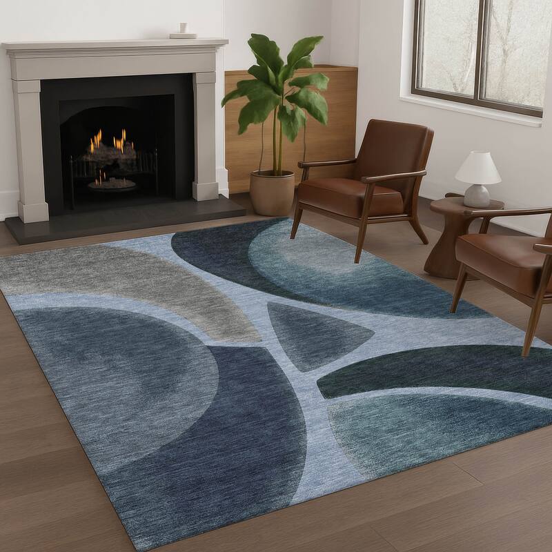 Machine Washable Indoor/ Outdoor Modern Hays Chantille Rug