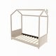 preview thumbnail 3 of 14, Twin Size Velvet House Bed Wood Bed With Strips on Headboard,Sturdy Construction For Bedroom