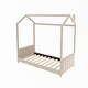 preview thumbnail 1 of 6, Twin Velvet House Bed with Pine Frame - Semi-Enclosed for Sleep & Play Beige - Twin