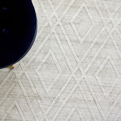EXQUISITE RUGS Castelli Hand-loomed Bamboo Silk/Wool Ivory Area Rug.